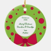 あなたの写真の緑のリースフレームのクリスマスのオーナメント セラミックオーナメント (裏面)