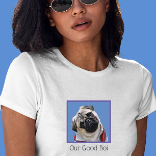 あなたの写真の色サイズ文字ドッグパグパピー子犬の顔ママ Tシャツ
