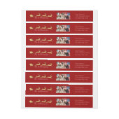 あなたの写真の赤いサンタのそりの差出人住所 ラップアラウンドラベル (シート)