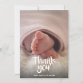 あなたの写真の赤ちゃん女の子の赤ちゃんシャワーサンキューカード (正面)