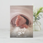あなたの写真の赤ちゃん女の子の赤ちゃんシャワーサンキューカード (スタンド正面)