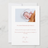 あなたの写真の赤ちゃん女の子の赤ちゃんシャワーサンキューカード (裏面)