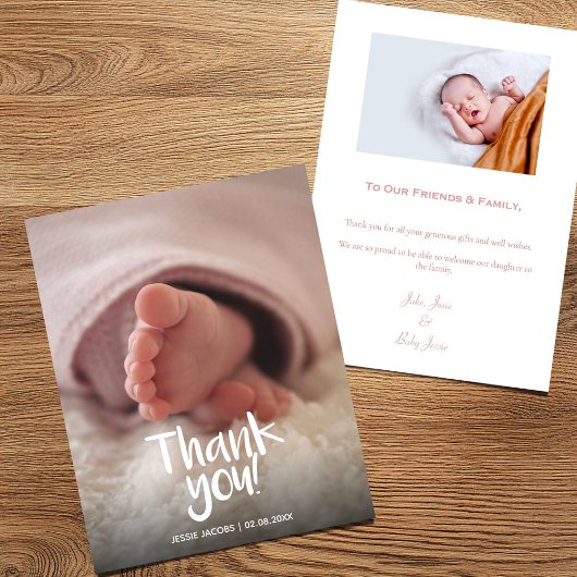 あなたの写真の赤ちゃん女の子の赤ちゃんシャワーサンキューカード