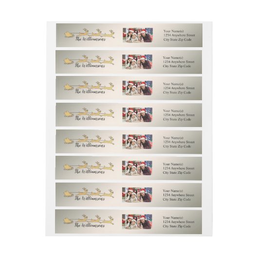 あなたの写真の銀のサンタのそりの差出人住所 ラップアラウンドラベル (シート)