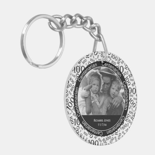 あなたの写真の-黒くか白い百歳以上のパーティの記念品 キーホルダー (正面左)