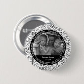 あなたの写真の-黒くか白い百歳以上の記念する 缶バッジ (正面&裏面)