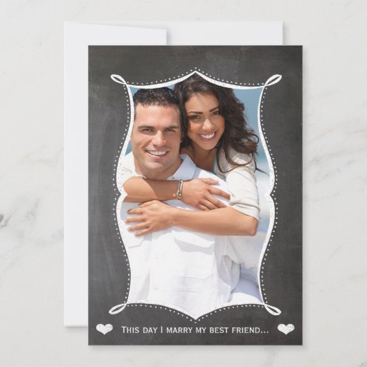 あなたの写真のChalkboardモダンヴィンテージタイポグラフィ 招待状 (裏面)