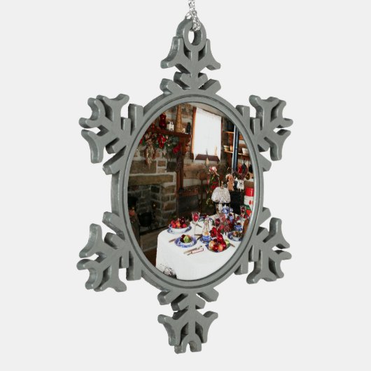 あなたの写真のhbvmを加えて下さい スノーフレークピューターオーナメント (左)