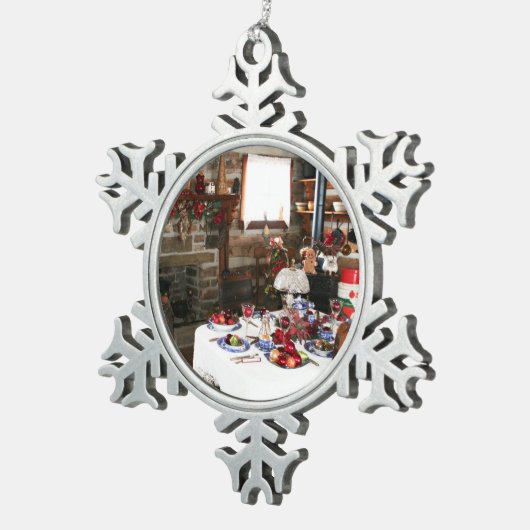 あなたの写真のhbvmを加えて下さい スノーフレークピューターオーナメント (右)