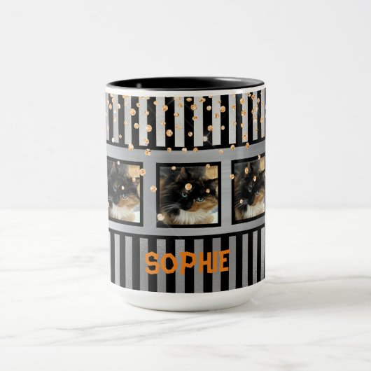 あなたの写真はこちらグリッターパーソナライズされたマグカップ マグカップ (中央)