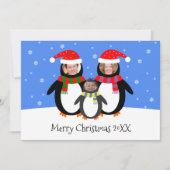あなたの写真は冬のペンギンのクリスマス シーズンカード (正面)