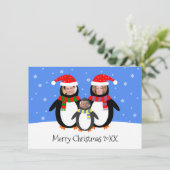 あなたの写真は冬のペンギンのクリスマス シーズンカード (スタンド正面)
