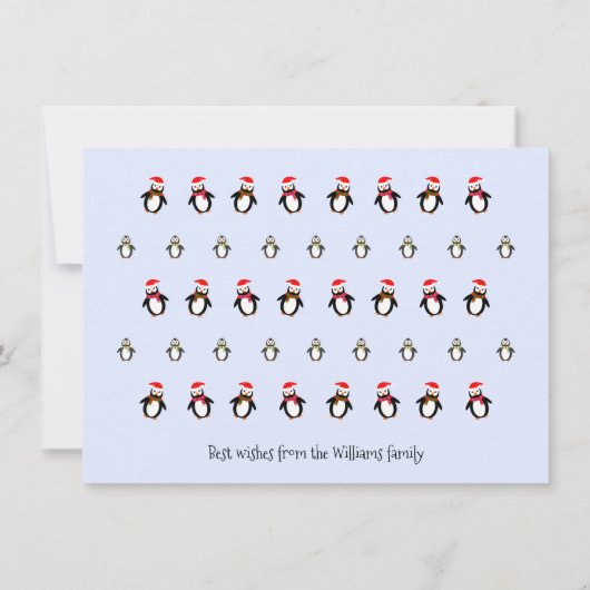 あなたの写真は冬のペンギンのクリスマス シーズンカード (裏面)