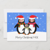 あなたの写真は冬のペンギンのクリスマス シーズンカード (正面)