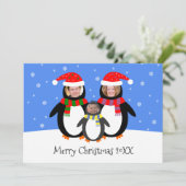 あなたの写真は冬のペンギンのクリスマス シーズンカード (スタンド正面)