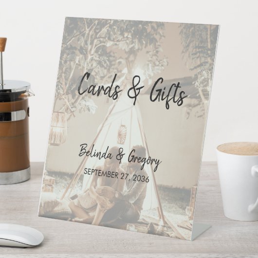 あなたの写真は色あせた結婚式のカードとギフト 台座サイン (インサイチュ)