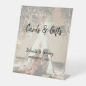 あなたの写真は色あせた結婚式のカードとギフト 台座サイン (正面)