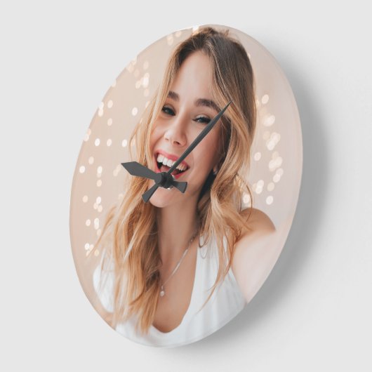 あなたの写真は顔の上パーソナライズされたに ラージ壁時計 (傾斜)