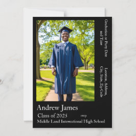 あなたの写真は黒で – 2025のクラス マグネット招待状