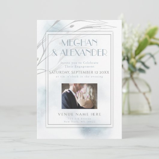 あなたの写真ほこりっぽい青い水色と柳の枝 招待状 (スタンド正面)