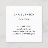 あなたの写真またはロゴきれいな白シンプルい写真 スクエア名刺 (裏面)