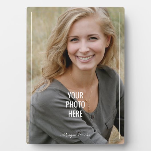 あなたの写真やアートここ、DIY名ホワイト縁ど文字 フォトプラーク (正面)