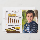 あなたの写真をアップロード チェス キッズ バースデー パーティー 招待状 (正面)