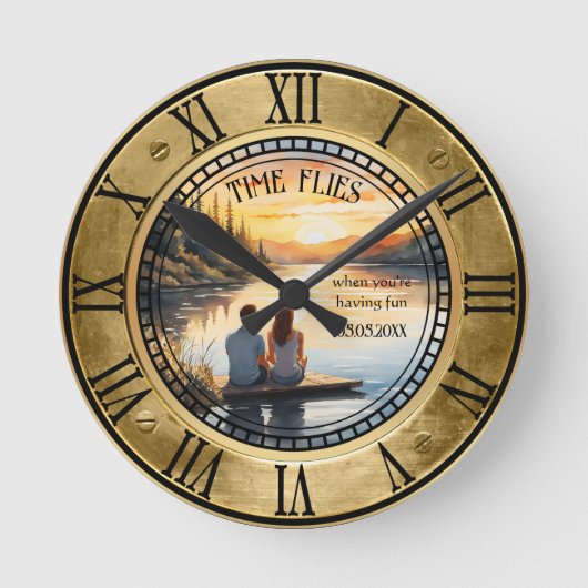 あなたの写真をフィーチャーしたマリン時計 ラウンド壁時計 (正面)