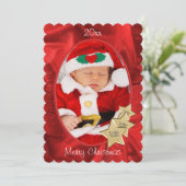 あなたの写真を個人化して下さい: 赤いクリスマスの楕円形フレーム シーズンカード (スタンド正面)