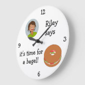 あなたの写真を加えて下さい: 「Bagelの時間 ラージ壁時計 (傾斜)