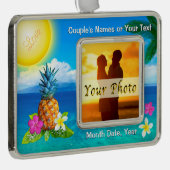 あなたの写真を持つ素晴らしいハワイのオーナメント、文字 シルバープレートフレームオーナメント (右)