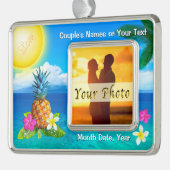 あなたの写真を持つ素晴らしいハワイのオーナメント、文字 シルバープレートフレームオーナメント (左)