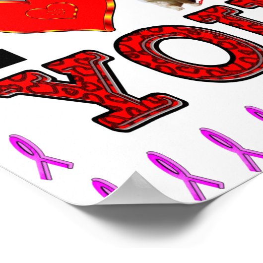 あなたの写真を追加する愛する乳癌リボン ポスター (角)