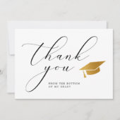 あなたの写真を追加する高級ゴールドフォイル卒業ハット サンキューカード (正面)