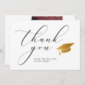 あなたの写真を追加する高級ゴールドフォイル卒業ハット サンキューカード (正面/裏面)