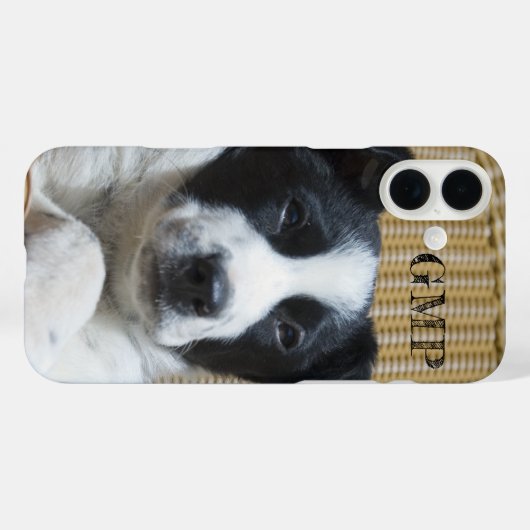 あなたの写真を追加縁どコリーヒーラーパピーモノグラム Case-Mate iPhoneケース (裏面 (横))