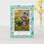 あなたの写真を追加 | かわいいクリスマスパターン カード (黄色い花)