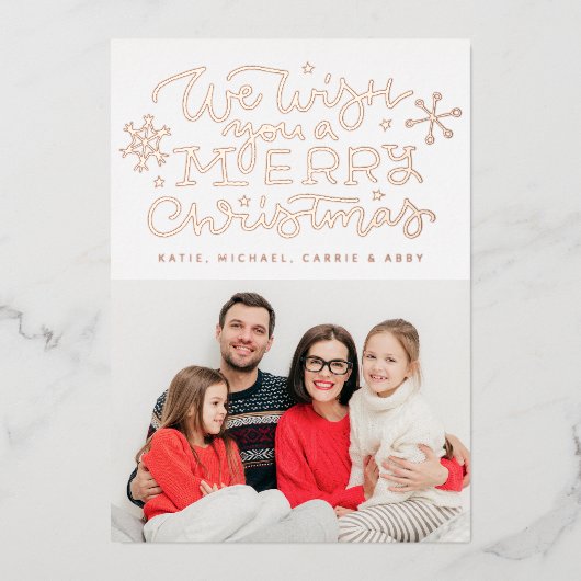あなたの写真を追加 | クリスマスをお祝いします 箔シーズンカード (正面)