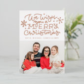 あなたの写真を追加 | クリスマスをお祝いします 箔シーズンカード (立ち正面)