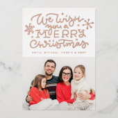 あなたの写真を追加 | クリスマスプレゼントを贈ります 箔シーズンカード (正面)