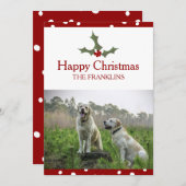 あなたの写真を追加　スウィート　クリスマス　ホリー シーズンカード (正面/裏面)