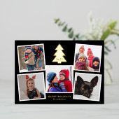 あなたの写真を追加 | ハッピーホリデー クリスマスツリー 箔シーズンカード (立ち正面)