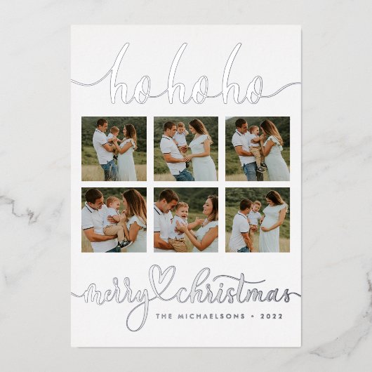 あなたの写真を追加 | ホホホ メリークリスマス 箔シーズンカード (正面)