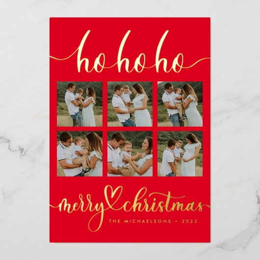 あなたの写真を追加 | ホホホ メリークリスマス 箔シーズンカード (正面)