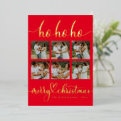 あなたの写真を追加 | ホホホ メリークリスマス 箔シーズンカード (立ち正面)