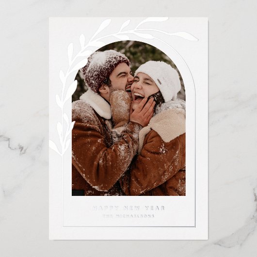 あなたの写真を追加 | メリークリスマス ハッピーニューイヤー 箔シーズンカード (正面)