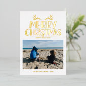 あなたの写真を追加 | メリークリスマス＆ハッピーニューイヤー 箔シーズンカード (立ち正面)