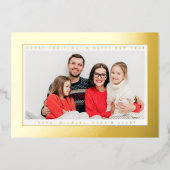 あなたの写真を追加 | メリークリスマス＆ハッピーニューイヤー 箔シーズンカード (正面)