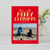 あなたの写真を追加 | メリークリスマス＆ハッピーニューイヤー 箔シーズンカード (立ち正面)
