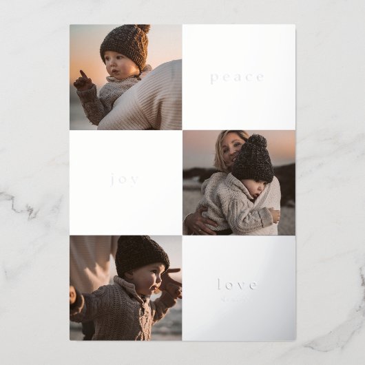 あなたの写真を追加 | メリークリスマス　平和　喜び　愛 箔シーズンカード (正面)